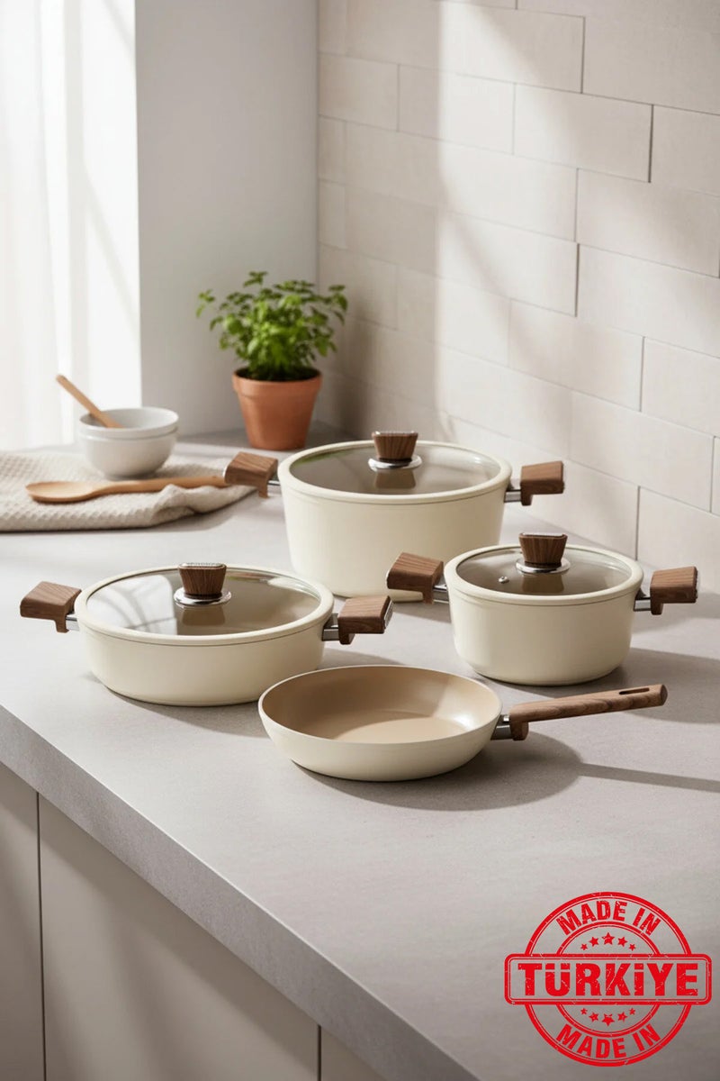 Bernardo Mayasa 7 Piece Ceramic Cookware Set Ivory (Made in Turkey) - Image 1